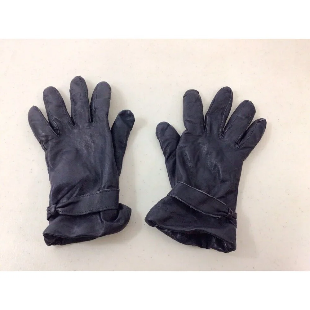 Blue Leather Driving Gloves Womens Small